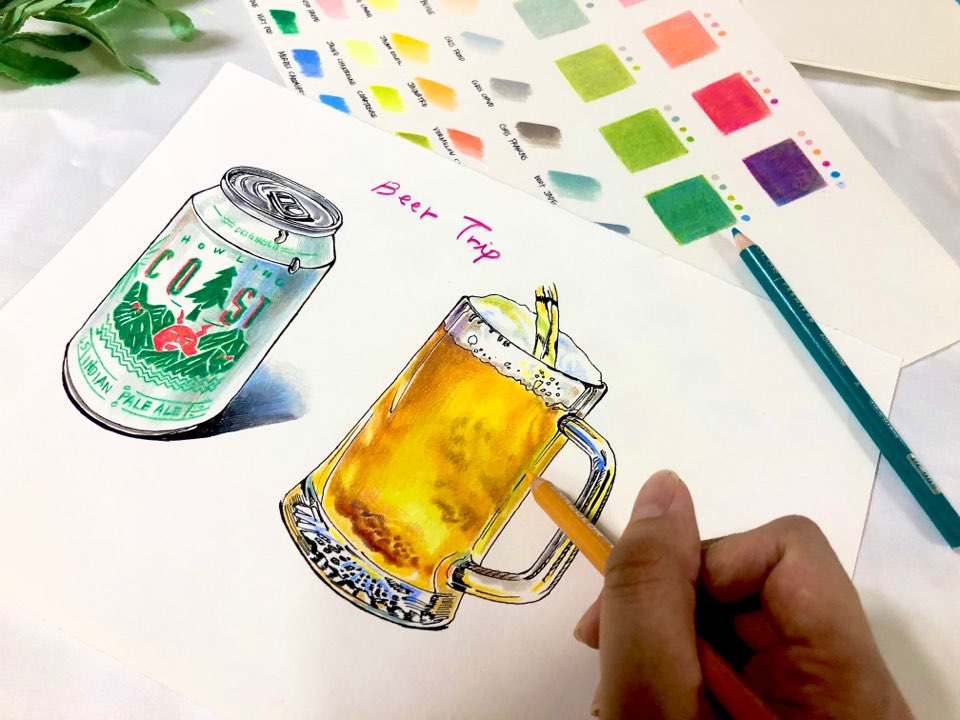 CLASS101+ | Colored pencil travel drawing with a blueprint that is easy ...