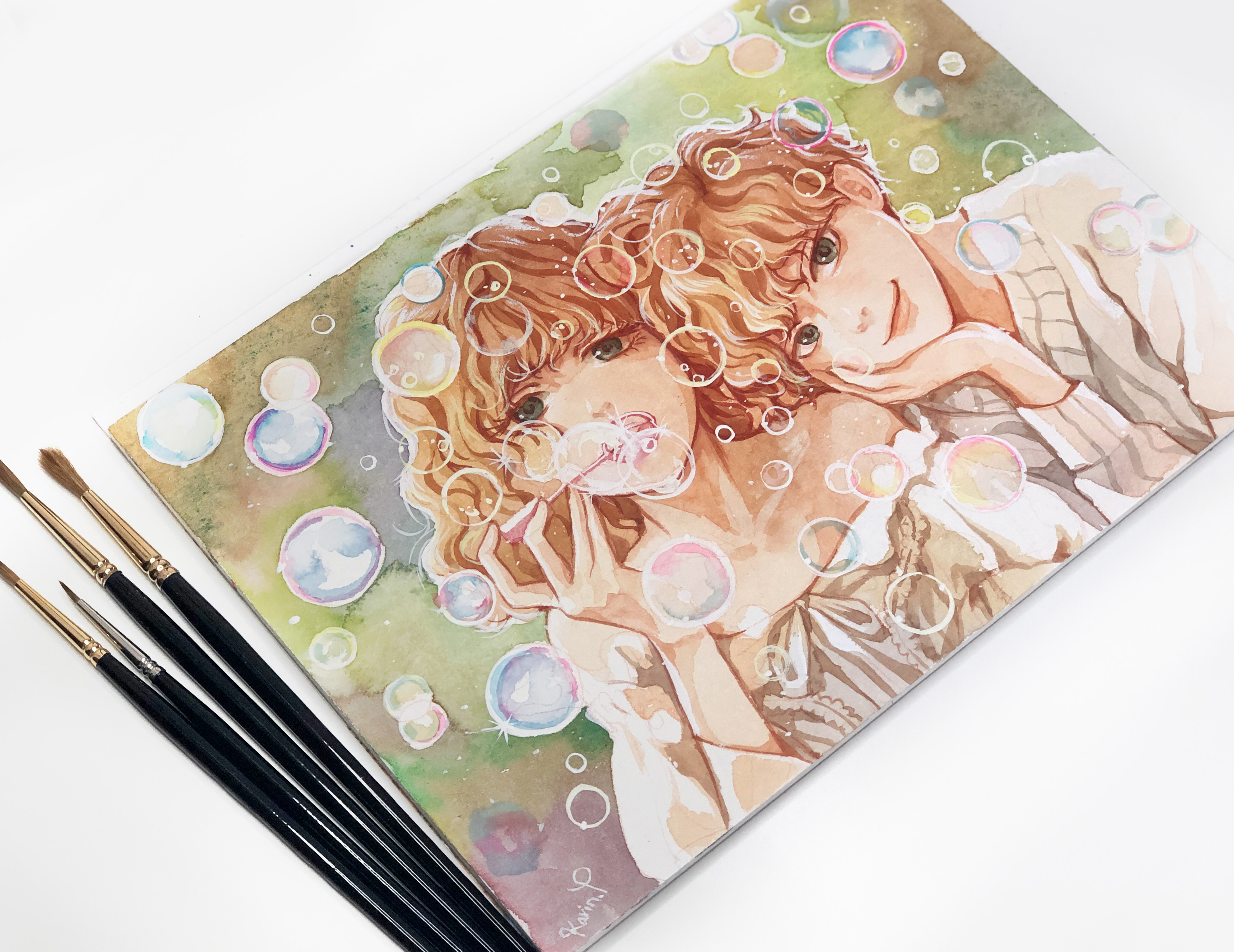 CLASS101+ | 水を塗った水彩画、水彩で描いた人物のイラスト